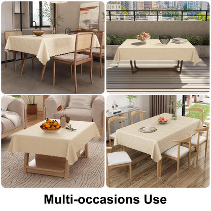 Smiry Rectangle Table Cloth, Waterproof Heavy Duty Vinyl Tablecloths, Wipeable Washable Table Cover for Kitchen and Dining Room (Beige, 54" X 78")