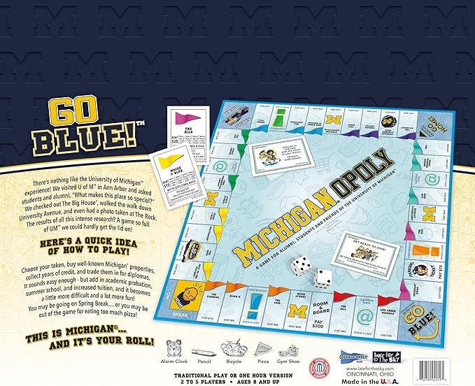 Late for The Sky: Michigan-Opoly - University of Michigan Themed Family Board Game Opoly-Style Traditional Play Or 1 Hr Version Age 8+ 2-5 Players