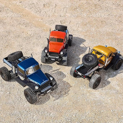 EAZYRC FMS Rochobby 1/10 Atlas Ready Set RC Crawler RC Truck 4X4 with Lighting 2.4GHz RadioBall Bearing Metal-Gear Full4 Link SuspensionRapid Separation Car Body for Adult (Yellow)