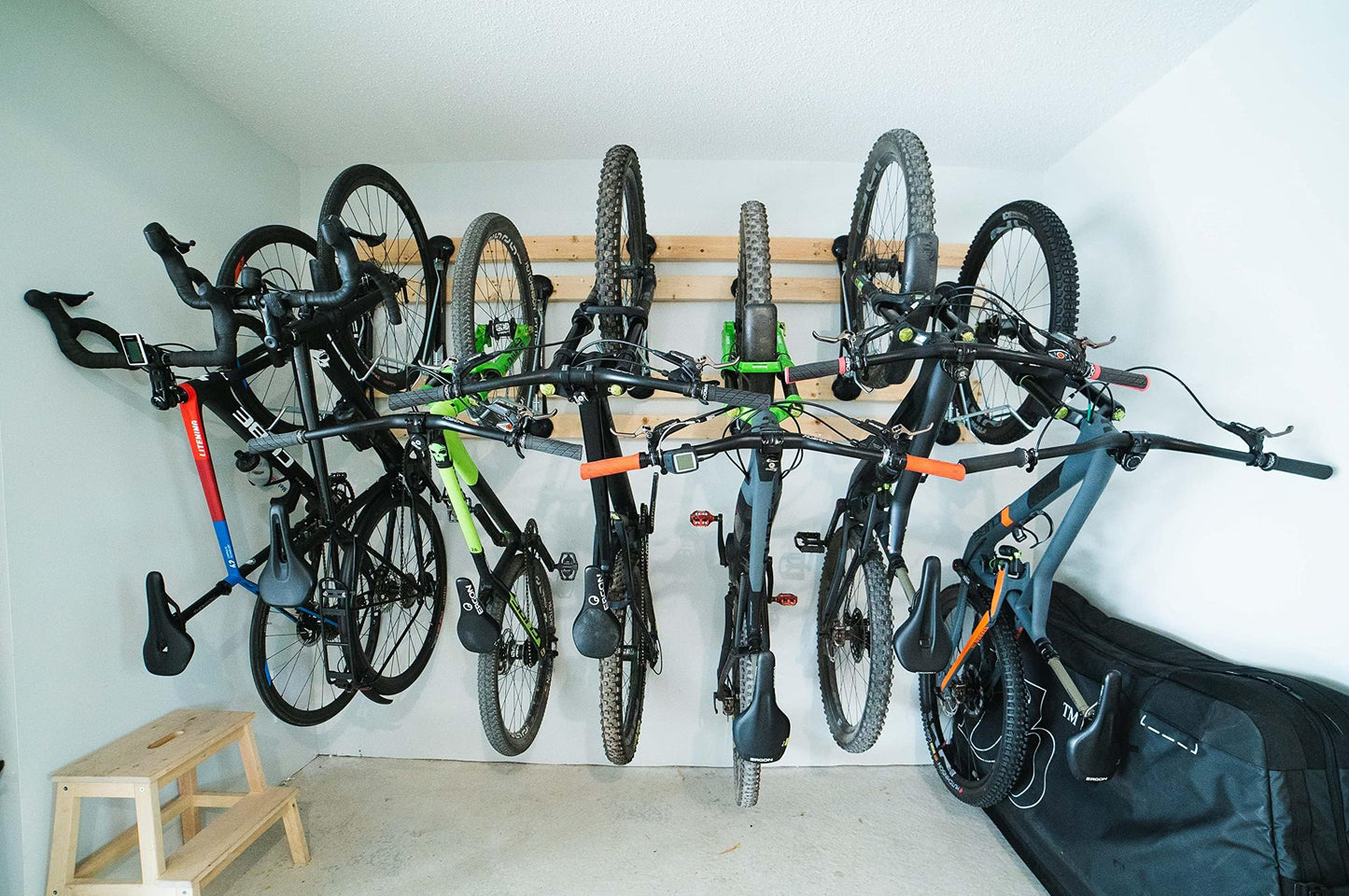 Steadyrack Bike Rack – Pivoting Mountain Bike Rack, Holds Up to 77 lbs, Fits 24"-29" Wheels, 2.1"-2.8" Tires, Foldable Wall Mount for Space-Saving Bicycle Storage - 2 Pack