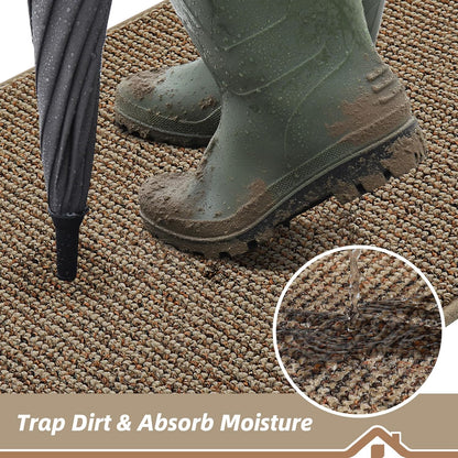BEQHAUSE Dirt Trapper Door Mat - Non-Slip Washable Entrance Mat | 20" x 32" Beige, Absorbent & Dirt Resistant