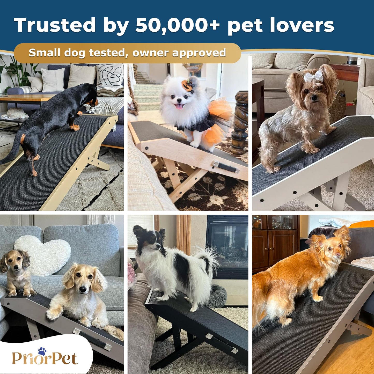 Dog Ramp for Couch – Non-Slip, Sturdy Build Foldable Wooden Dog Ramp – Supports up to 200 lbs – 7 Adjustable Heights (14"–20.5") – Enhanced Stability – Birchwood Pet Ramp for Small Dogs – Gray
