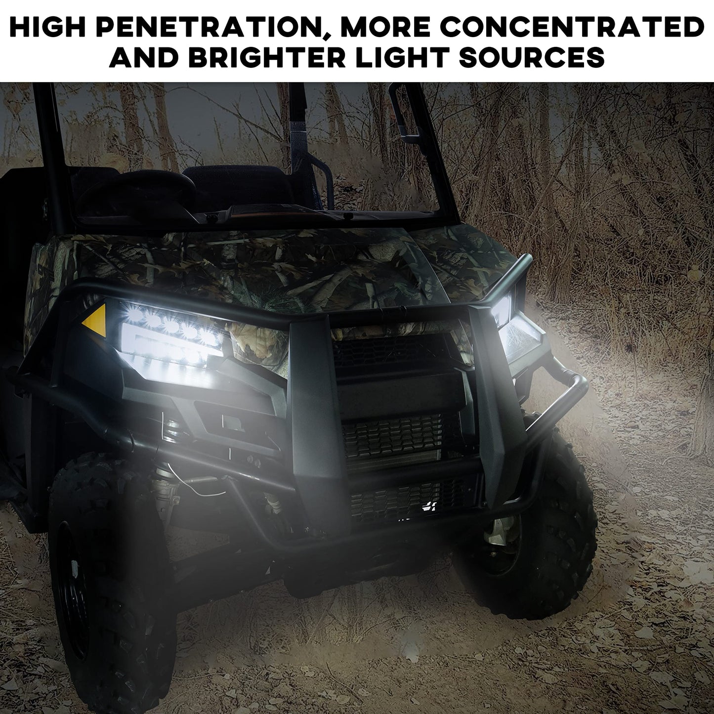 SAUTVS LED Headlights for Polaris Ranger 570 Mid Size, LED Head Lights Front Lamps with Turn Signal Lights DRL Halo Rings for Polaris Ranger 570 Mid-Size/Diesel/Crew 900/ Crew 570 Accessories(2PCS)