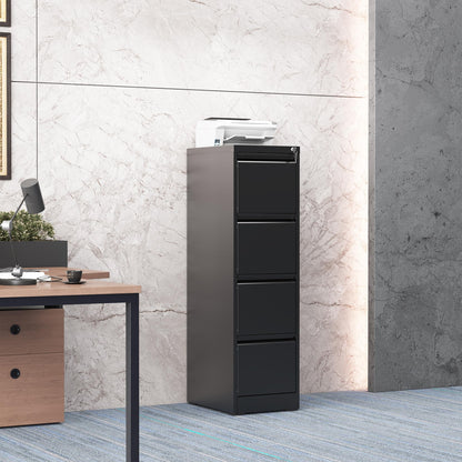FOSTOKO 4 Drawer File Cabinet with Lock, Steel Vertical Filing Storage Cabinet for Home Office, Heavy-Duty File Cabinets for Letters/Legal/A4 (Require Assembly, Black)