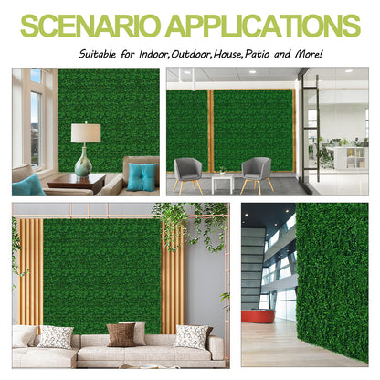 AOKIE 20"X20" Artificial Grass Wall, 24Pcs Boxwood Hedge Wall Panels UV-Anti Grass Backdrop Wall Decor, Greenery Privacy Hedge Screen for Indoor Outdoor Patio Balcony, Party Garden Fence Decor