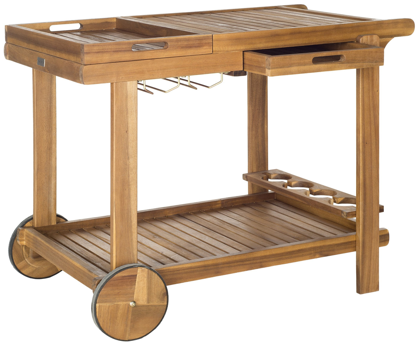 Safavieh -Outdoor Collection Orland Natural Wood Tea Trolley Cart
