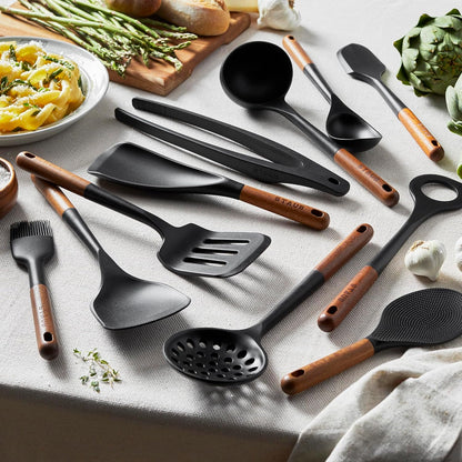 STAUB 11-Piece Cooking Utensil Set - Silicone with Wood Handle for Durable Kitchen Use