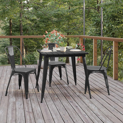 Flash Furniture Declan Commercial Outdoor Dining Table, All Weather Poly Resin Top with Steel Base, 31.5" Square, Black/Black