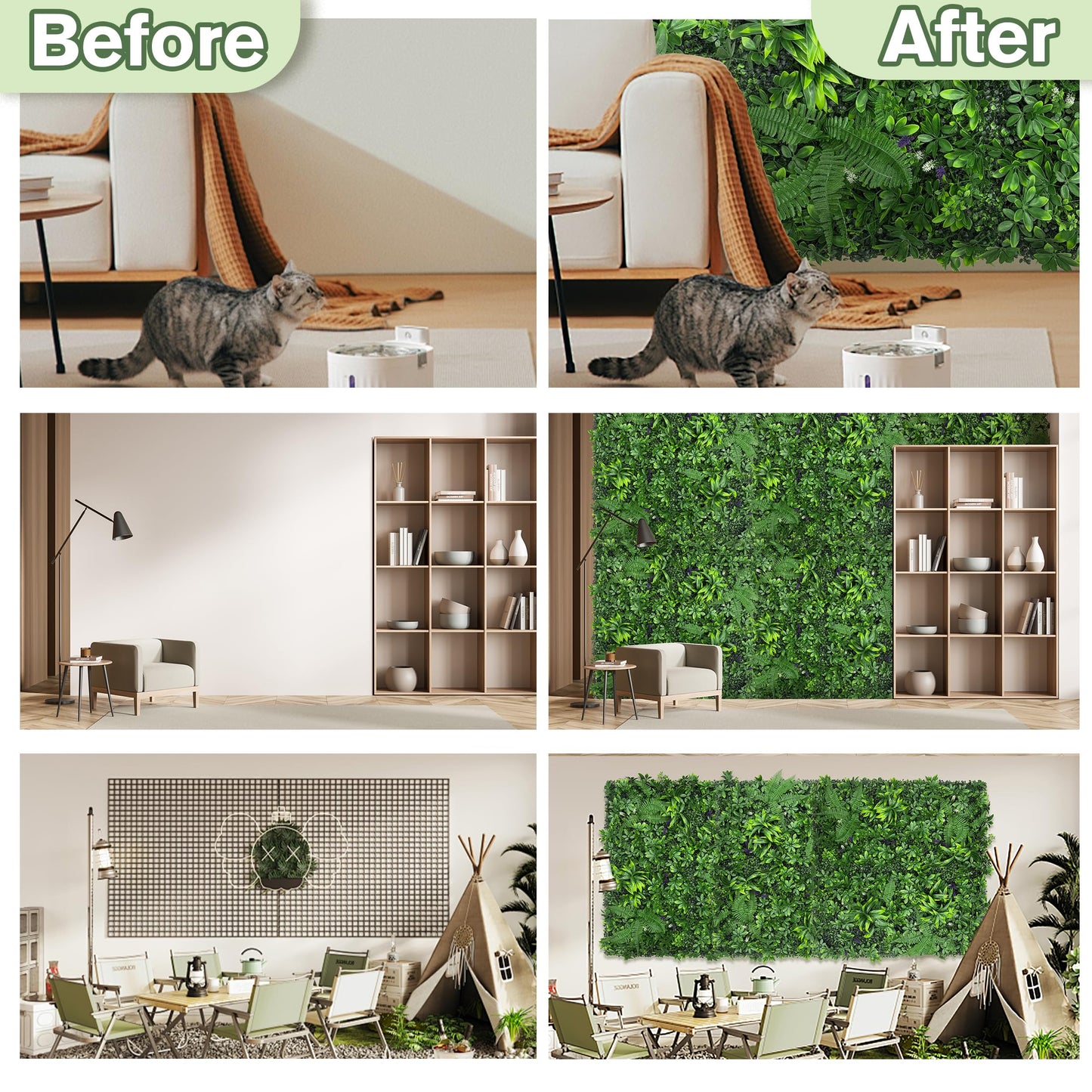 DOPGIB Artificial Green Boxwood Grass Wall Roll: 48"x128"(43 SQFT) UV Protected Ivy Privacy Hedge Fence Screen for Chain Link Fences Panel Indoor,Outdoor Patio Balcony & Garden