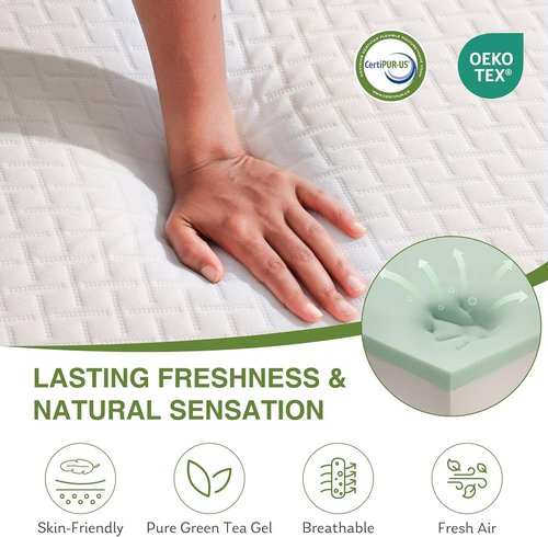 EGOHOME King Size Memory Foam Mattress - 10 Inch Cooling Gel for Pressure Relief | CertiPUR-US Certified, 80''L x 76''W, White