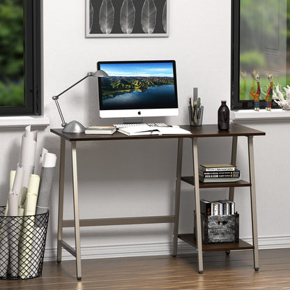 SHW 43-Inch Home Office Trestle Computer Desk with Open Storage Shelves, Espresso