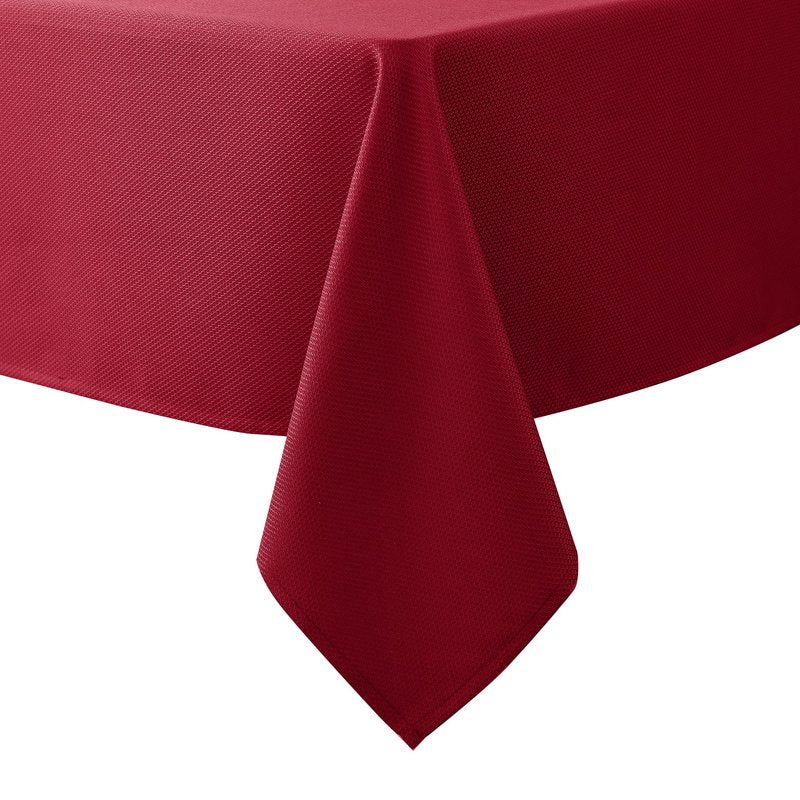 Biscaynebay Textured Fabric Christmas Table Cloth Rectangle 60x84 Inches, Red Water Resistant Spill Proof Tablecloths for Dining, Kitchen, Wedding and Parties, Machine Washable