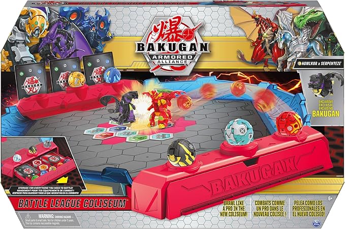 Bakugan Battle League Coliseum Deluxe Game Board with Exclusive Fused Howlkor x Serpenteze Kids Toys for Boys Ages 6 and Up