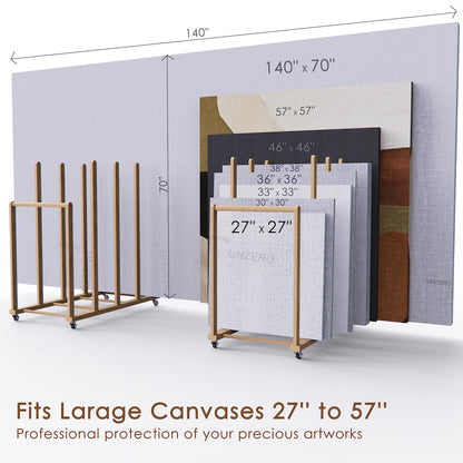 UNZERO Art Storage Rack, Art Canvas Storage, Art Drying Rack, Canvas Boards Rack Art Storage with Handle & Caster Wheels for Drawing Board, Panel, Paper Pad for Art Studios, Artworks, Gallery