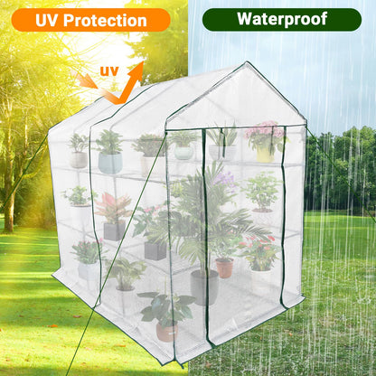 Greenhouse for Outdoors,Walk in 3-Tier 9 Shelves Green House w/Roll-Up Zippered Door Anchors and Ropes,Waterproof & UV Protected Plant Garden Hot House for Garden Patio Backyard,57 x 85 x 76''