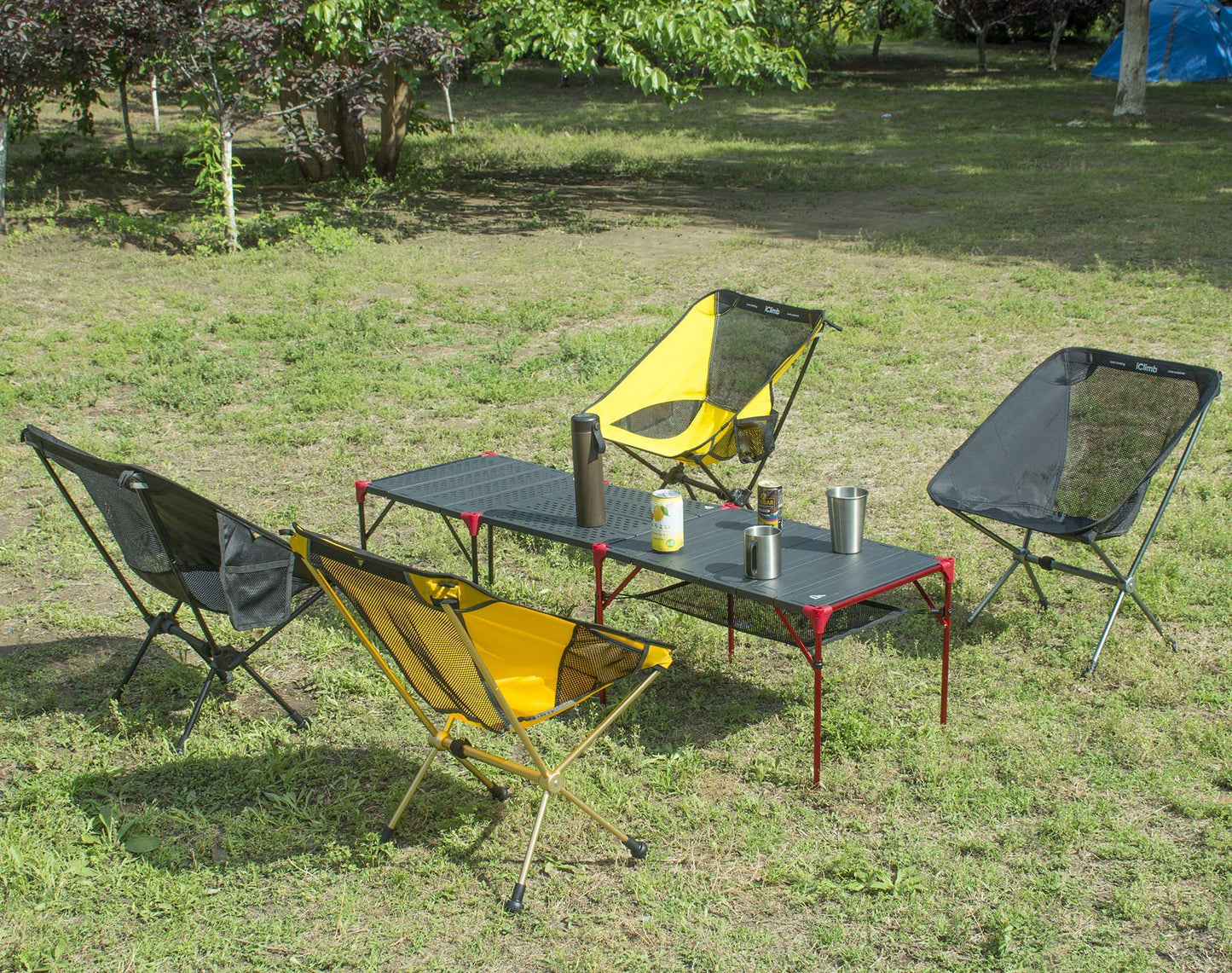 iClimb 1 Extendable Table XL with Lantern Hanger and 1 3M Thinsulate Insulation Warm Camping Blanket Bundle, Ultralight Compact for Solo Person Outdoor Backpacking Beach Camping Concert