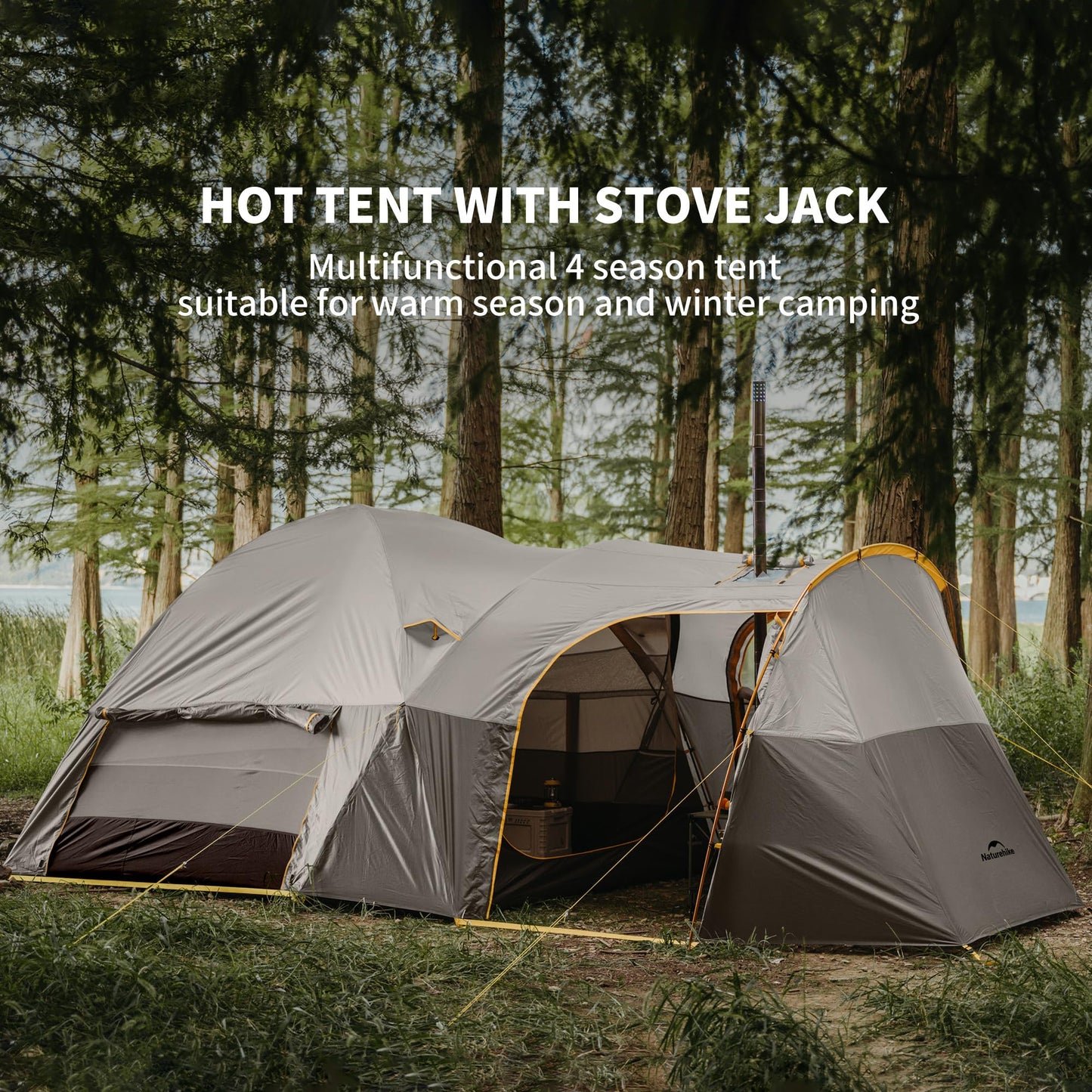 Naturehike KOTA 4/6/8 Person Camping Tent, Double Layer Waterproof 4 Person 6 Person 8 Person Tents for Camping, Large and Tall Family Tent with Vestibules Porch