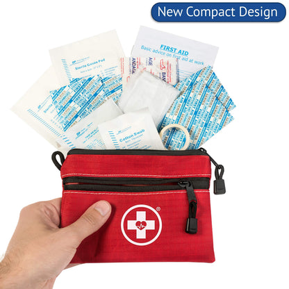 Swiss Safe 2-in-1 First Aid Kit for Car, Travel & Home, Businesses - Bonus Mini Kit for Medical Emergency Aid, Survival, Camping - 64 Piece, 25 Pack