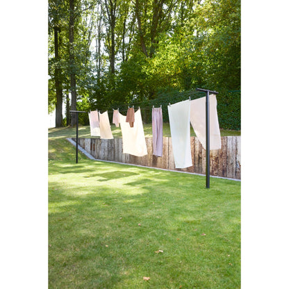 Brabantia Hangout Clothesline with Aluminium Poles 164ft/50m (Black), Washing Line for Outdoor Use, Clothing Line for Airing Laundry