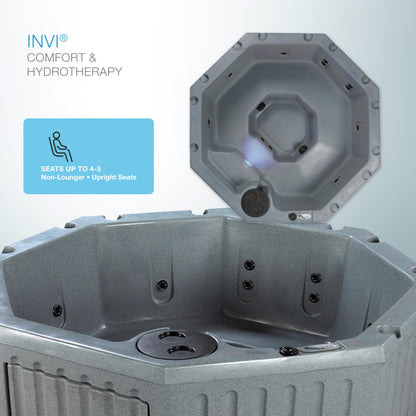 Aqualife by Strong Spas Invi 5 Person Rigid Resin Hot Tub Spa, 11 Jets, 2BHP 2-Speed Pump, Stainless Steel Heater, 120V Plug & Play, Full Foam Insulation, 4 Season Outdoor, LED, Cover and Filter