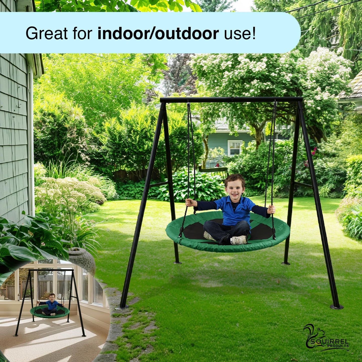 Heavy Duty Swing Set Frame and Assembly Hardware, Outdoor Playground Equipment for Kids, Safe & Durable Metal Swing Stand - Black