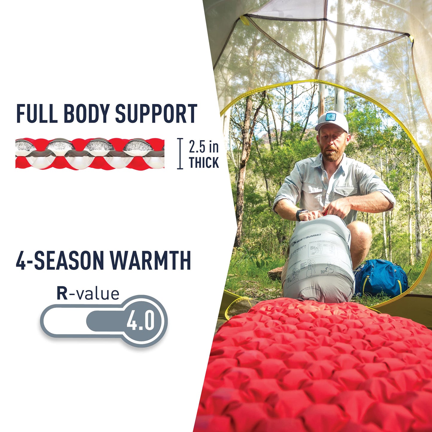 Sea to Summit Comfort Plus Insulated Camping Air Mattress, Large (79 x 25 x 2.5 inches)