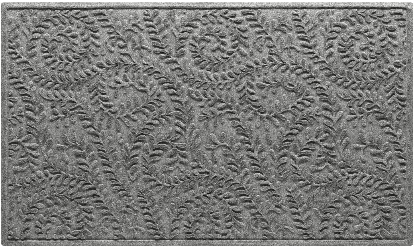 WaterHog Boxwood Front Door Mat Indoor Outdoor Entrance, Absorbent All-Weather Doormat with Non-Slip Rubber Backing, Dirt & Moisture Trapper, Low Profile & Easy Clean, Made in USA, 35"x59" Medium Grey