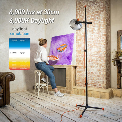 Daylight Artist Studio Lamp 2-6,000 Lux LED with 95+ CRI, 24cm Wide Shade