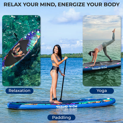 SereneLife 10’6” Inflatable Stand Up Paddle Board with Premium SUP Accessories - 32” Wide Stable Design with Non-Slip EVA Deck Pad, for Youth and Adults, 350 lbs. Capacity