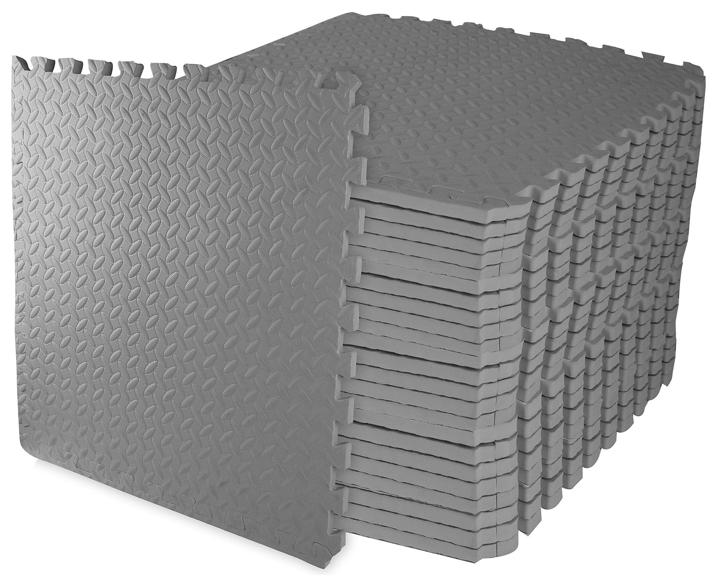 Signature Fitness Puzzle Exercise Mat with EVA Foam Interlocking Tiles, Gray, 3/4” Thick, 24 Tiles, 96 Sq Ft