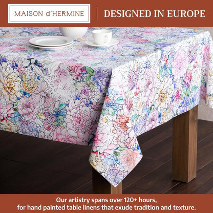 Maison d' Hermine Table Cloth Rectangle Table 100% Cotton 70 x 120 Inches Tablecloth Reusable Decorative for Dining Kitchen Room Farmhouse Home Gifts for Mothers Day Spring Summer - Floral Love