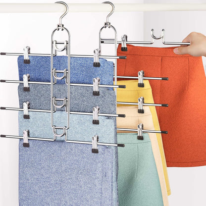 Skiennix Pants Hangers - Upgraded Detachable Space-Saving Hangers for Skirts & Trousers | Heavy-Duty Design