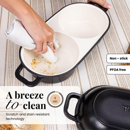 Nuovva Enamelled Cast Iron Cookware Bundle – Dutch Oven Pot with Lid & Double Bread Loaf Pan – Premium Cookware Set for Baking, Roasting & Everyday Cooking