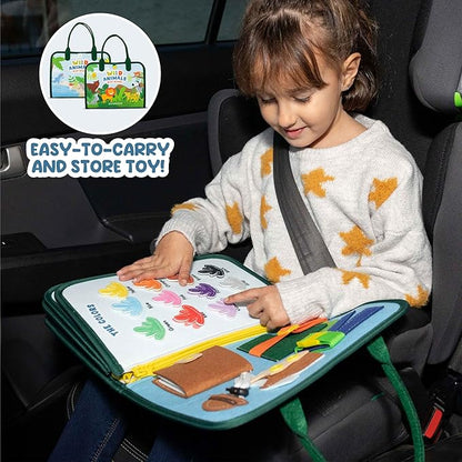 BONNYCO Busy Board for 1 Year Old Animals. Montessori Busy Book for Toddlers 1-3 2-4 Felt Quiet Book Baby. Montessori Toys Toddler Learning Toys for Travel Airplane Car. Educational Activity Board