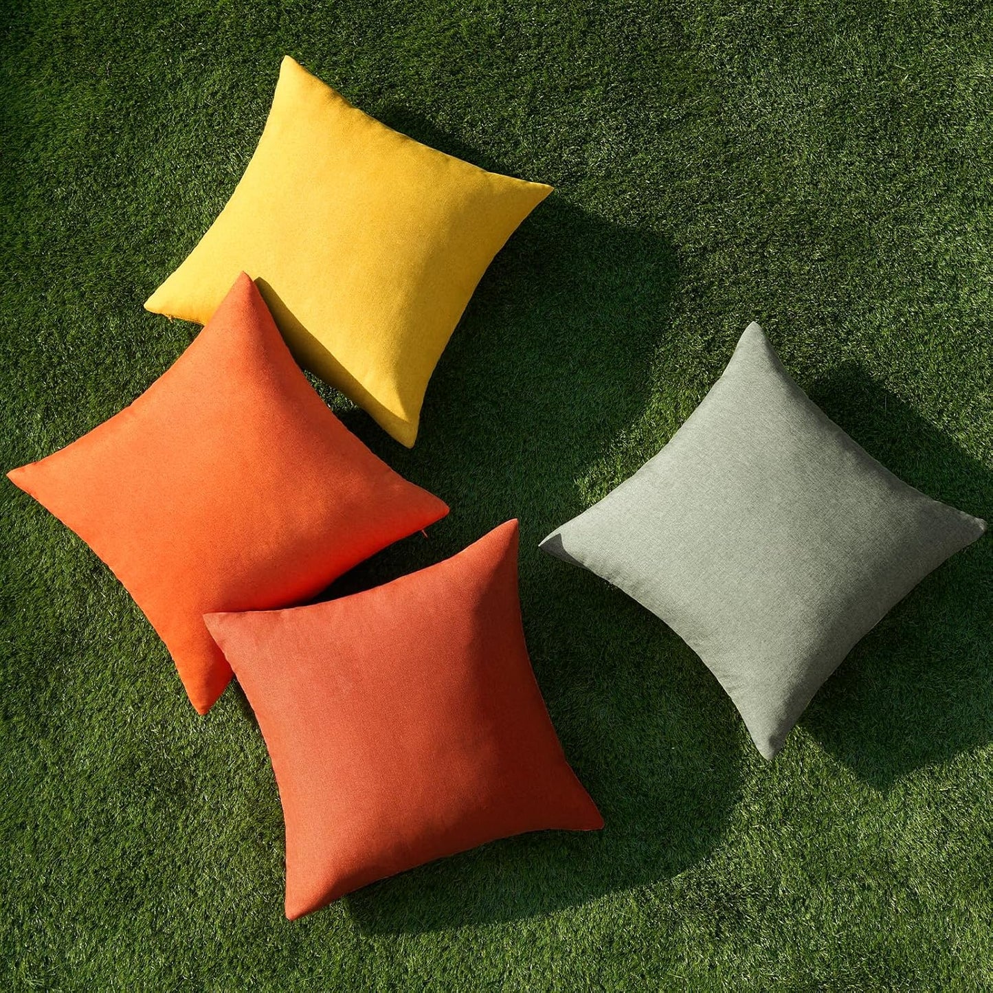 MIULEE Decorative Outdoor Throw Pillow Covers - Waterproof Farmhouse Cushion Cases | 18x18 Inch, Rust Green (Pack of 4)