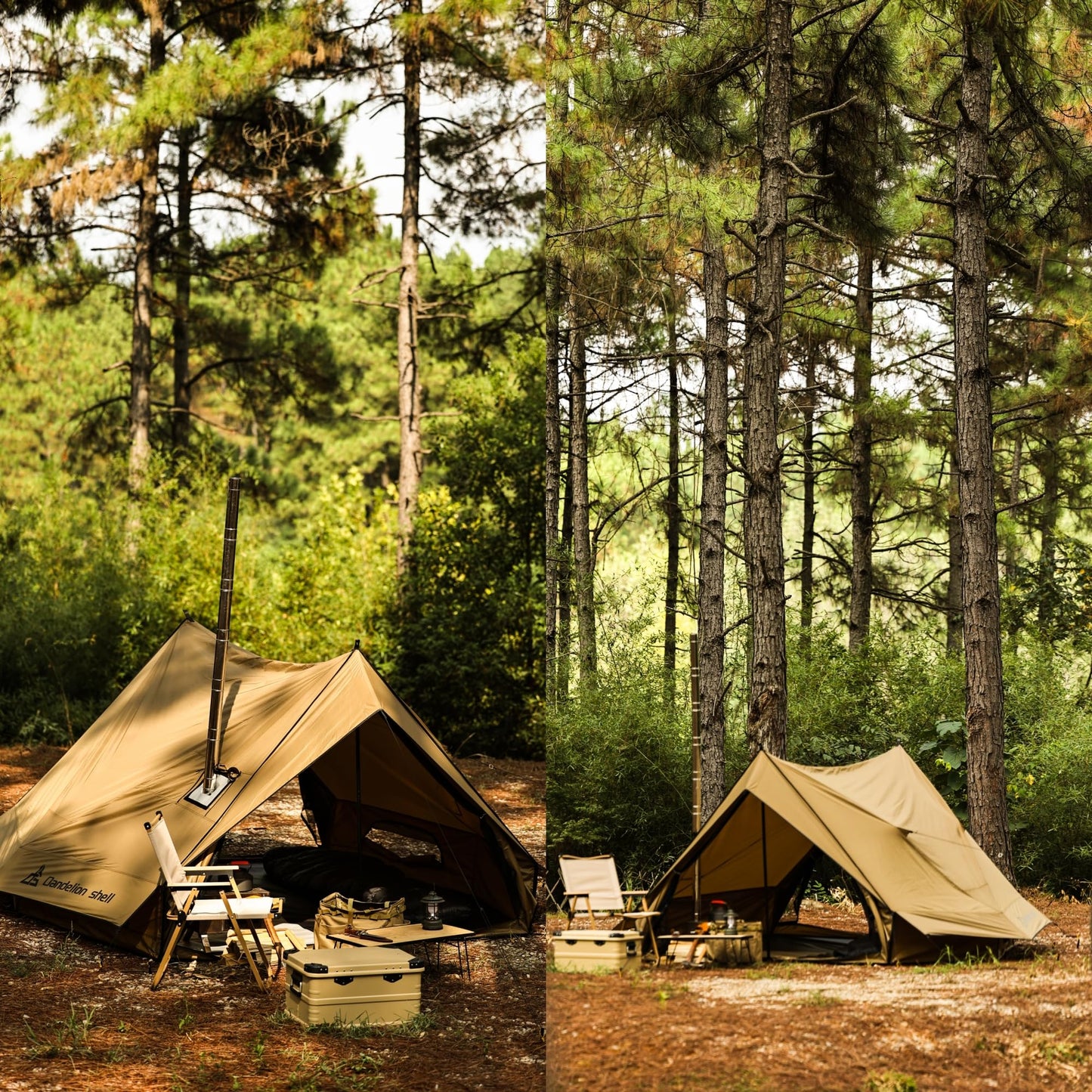 Dandelion Shell Hot Tent Cabin Plus X3 with Stove Jack – 4 Season Lightweight Shelter for 2–3 People, Waterproof & Windproof, Ideal for Camping, Backpacking, Hiking, Hunting & Fishing