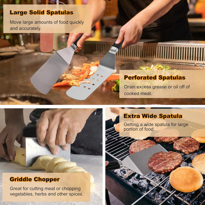 238PCS Premium Griddle Accessories Kit - Essential Tools for Flat Top Grill | Includes Enlarged Spatulas, Burger Press & Basting Cover