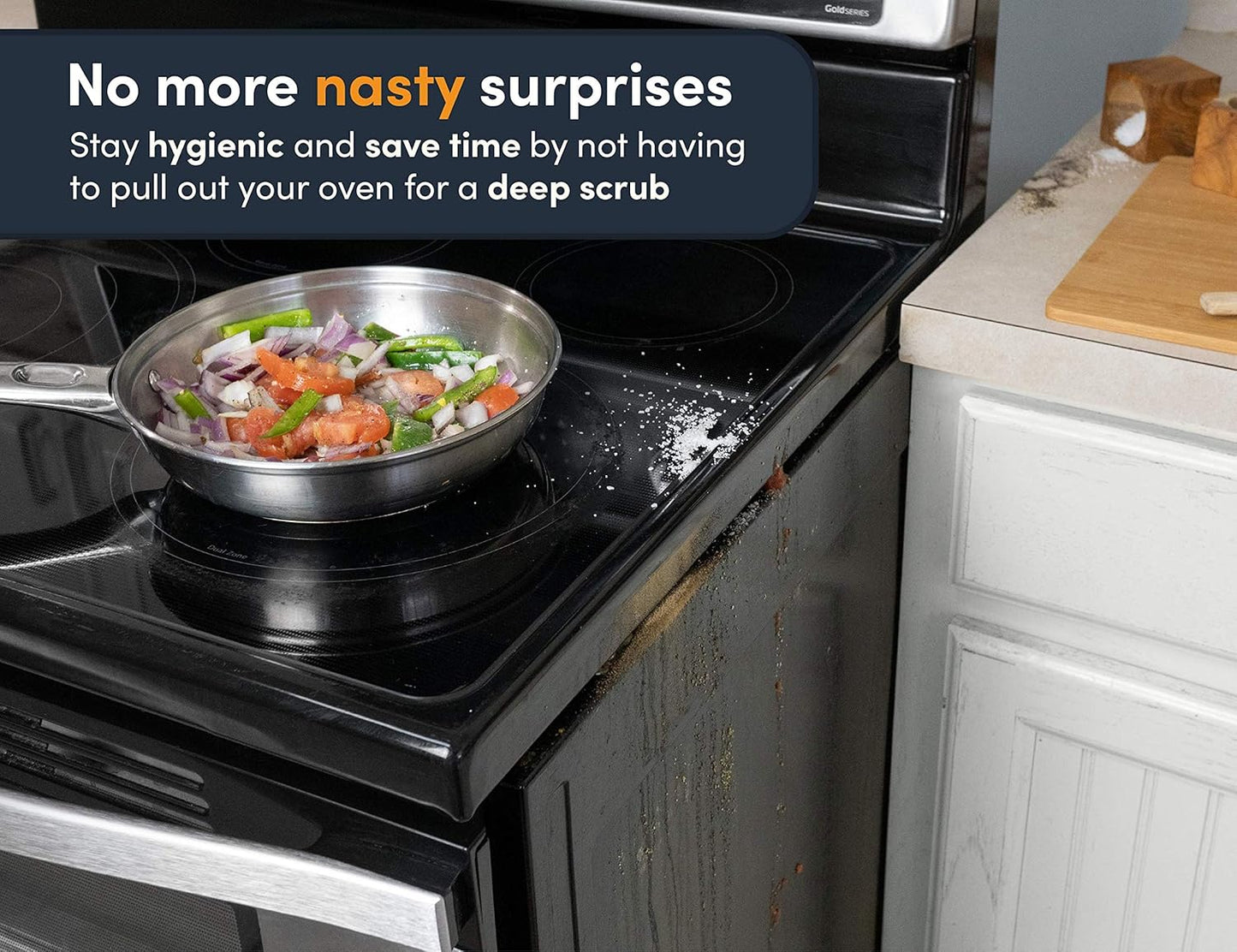 Linda’s Essentials Silicone Stove Gap Covers - Heat Resistant Oven Gap Filler | Easy to Clean (21 Inches, Black)