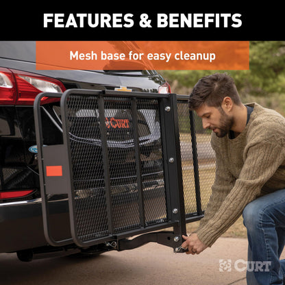 CURT 18153 Cargo Basket Hitch Trailer Hitch Cargo Carrier, 500 lbs. Capacity, 60-Inch x 23-1/2-Inch x 5-1/2-Inch, Fits 2-Inch Receiver
