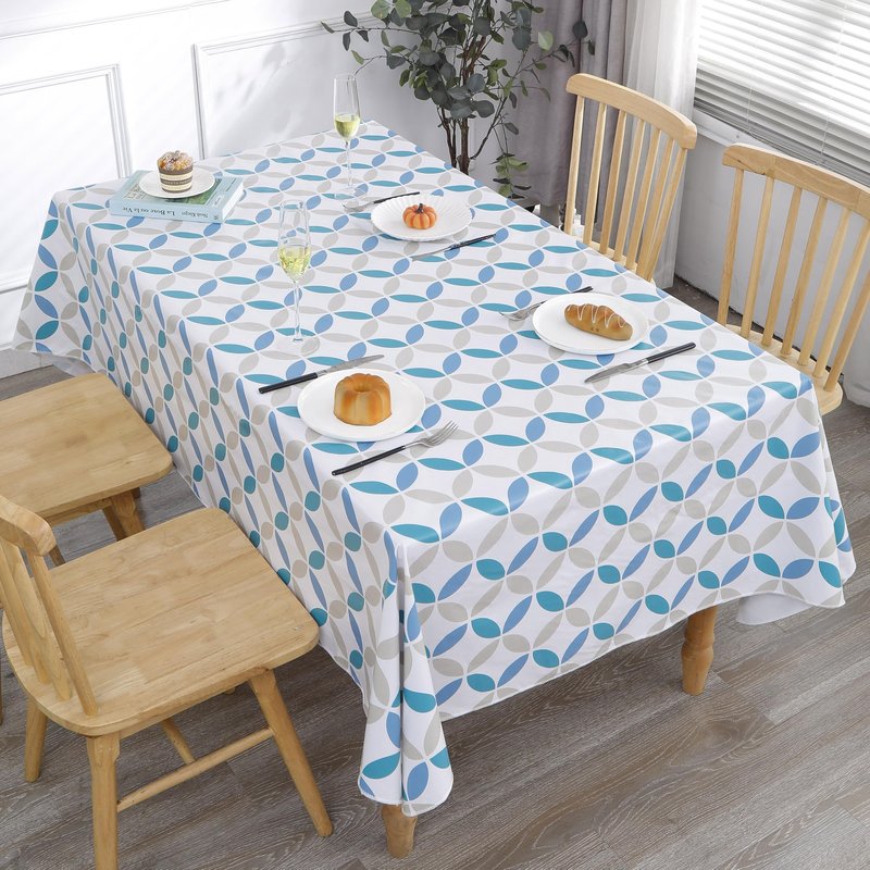 Walrus Heavy Duty Vinyl Tablecloth with Flannel Backing Waterproof Oil-Proof Plastic Table Cloth Stain-Resistant Wipeable Table Cover for Indoor and Outdoor (Geometric Leaf,60x84 Inch)