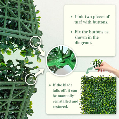 ODTORY Artificial Boxwood Roll Panels, 48"x120" (40 sq.ft) UV-Resistant Faux Ivy Privacy Fence Screen, Decorative Grass Wall Covering for Indoor & Outdoor Garden, Backyard, Balcony, Home Decor