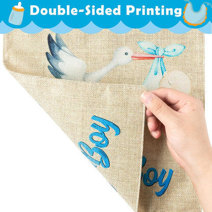WATINC Welcome Home Baby Boy Garden Flag - Double-Sided Burlap Decor for Baby Showers | 12 x 18 Inch