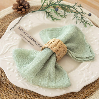Keketoarrange Cheesecloth Napkins 17x17 Inches Cloth Napkins Handmade Reusable Washable for Dinner Wedding Baby Bridal Shower Party Boho Decorations Bulk Set of 6 Sage Green