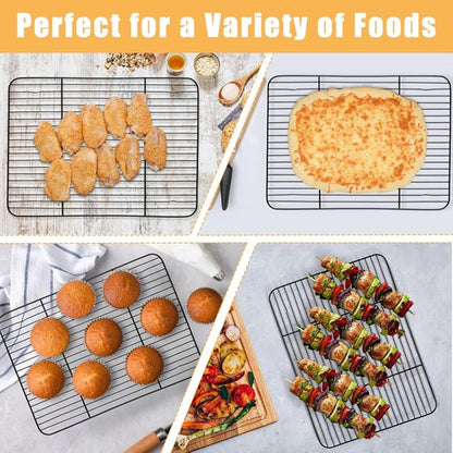 E-far Nonstick Baking Sheet Set - Heavy-Duty 16x12 Inch Cookie Pans with Cooling Racks | Non-Toxic & Easy Clean