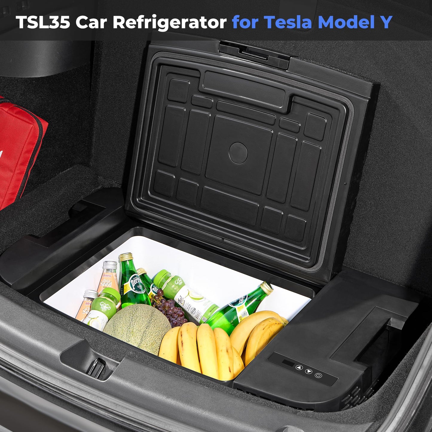 AKwing Car Refrigerator for Tesla Model Y, 37QT Car Fridge for Tesla Model Y 2019-2024 2025-2026 Juniper, 12V Refrigerator for Camping Tailgating Road Trip Home Use, App Control