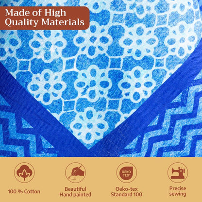Maison d' Hermine Table Cloth Rectangle Table 100% Cotton 60 x 90 Inches Tablecloth Reusable Decorative for Dining Kitchen Room Farmhouse Home Gifts for Mothers Day Spring Summer - Indigo Love
