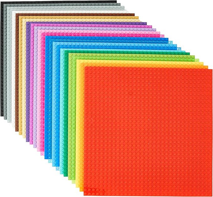 Strictly Briks Stackable Baseplates - 24 Pack 10x10 32x32 Studs Compatible with Lego for Building City Scenes Foundation Displays Bricks on Play Table Kids Easter Gift Rainbow