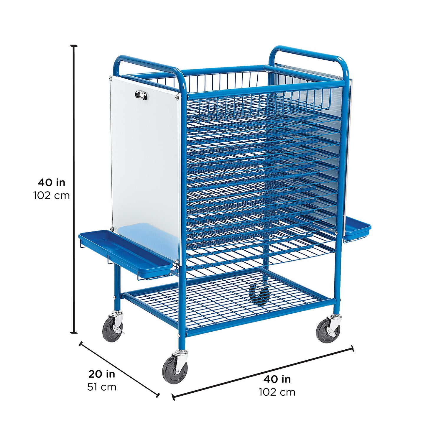 Children’s Factory Mobile Drying Rack for Classroom, Rolling Art Cart Organizer for Kids, Multi-Purpose, Blue