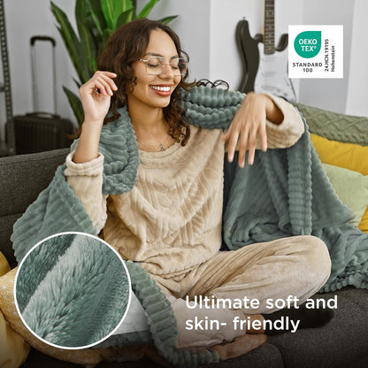 Bedsure GentleSoft Twin Blanket - Cozy Sage Green Fleece Throw for Women | 60x80 Inches