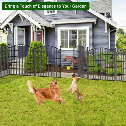 10 Panels No Dig Decorative Garden Fence with Gate - 40 in (H) x 23.6 ft (L), Dog Fence Outdoor for Yard, Rustproof Metal Animal Barrier Ground Stakes Fencing for Garden, Patio, Flower Bed